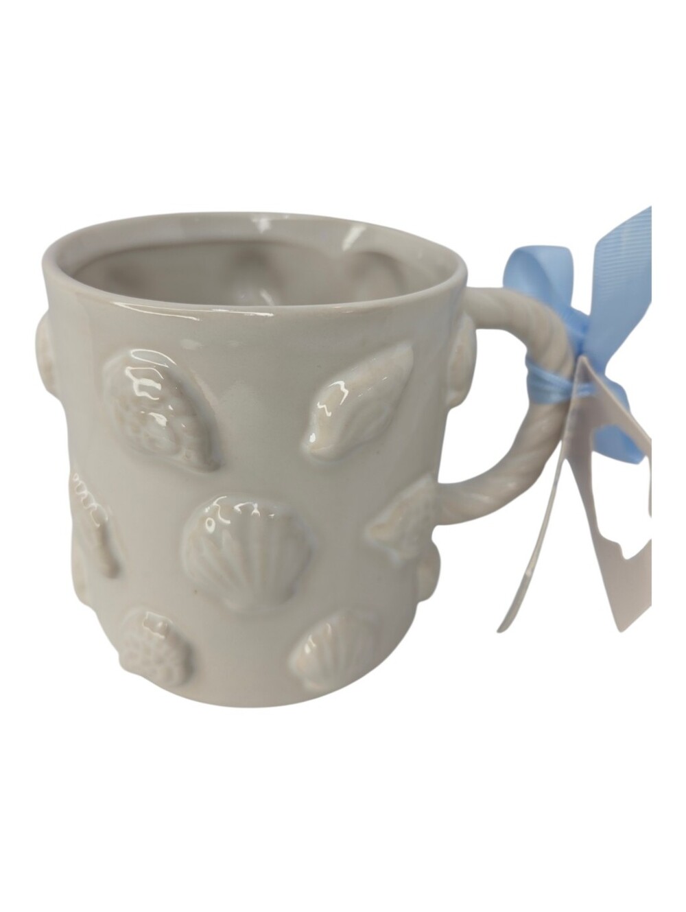🤍▪️Sunday Morning Ceramics ▪️Seaside Harbor Floral Artisanal White Mug